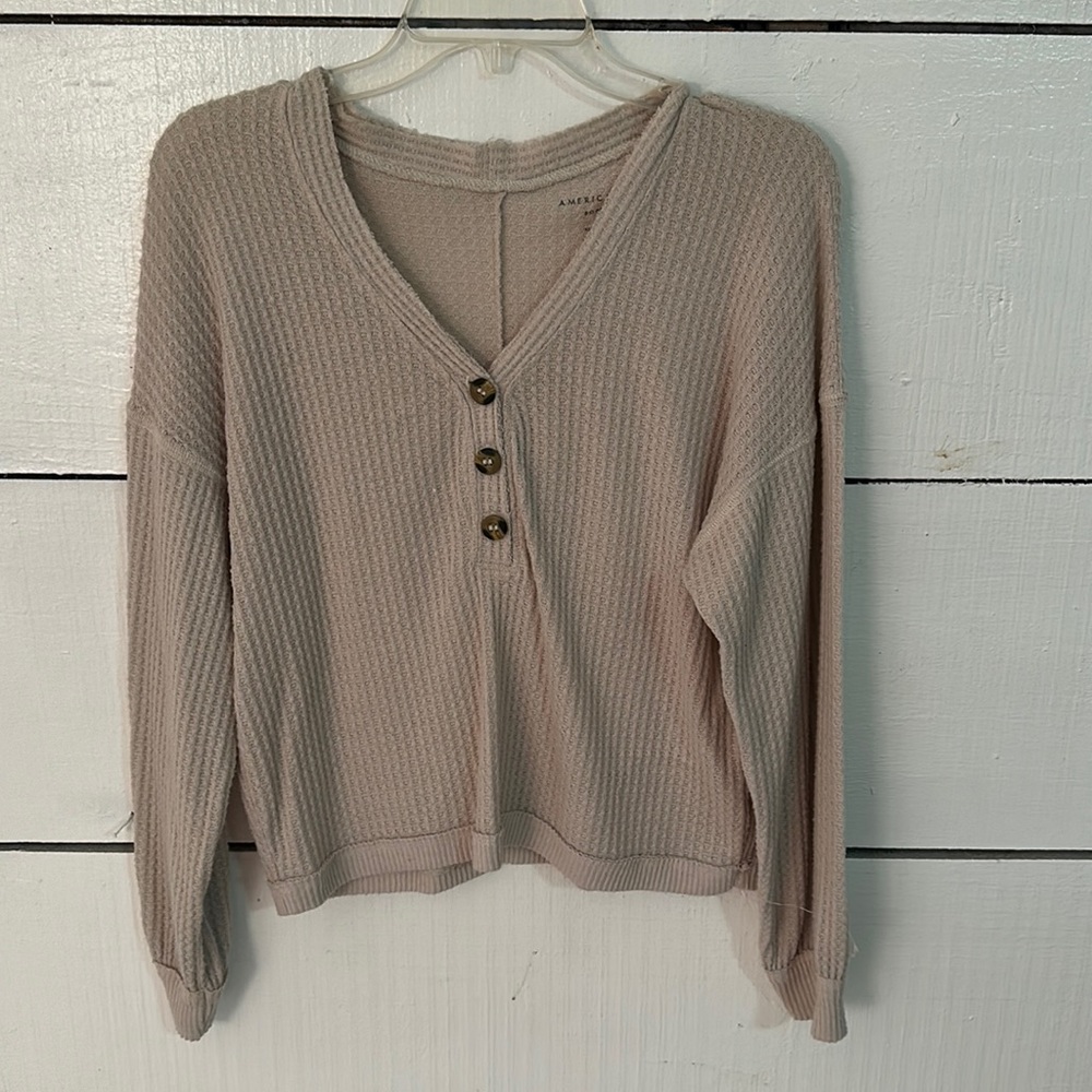 American Eagle Cream Knit Crop Top